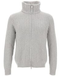Gran Sasso - Ribbed-Knit Zip-Up Cardigan - Lyst