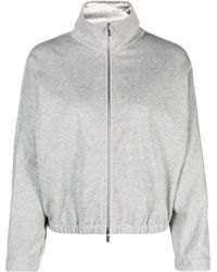 Peserico - Mélange-effect Zip-up Fleece Sweatshirt - Lyst