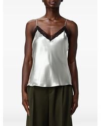 Alberta Ferretti - Lace-Trim Satin Top - Lyst
