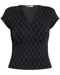 By Malene Birger - Venazia Monogram-Pattern V-Neck Top - Lyst