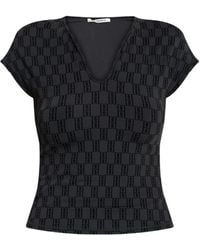 By Malene Birger - Venazia Top Met Monogram-Patroon En V-Hals - Lyst