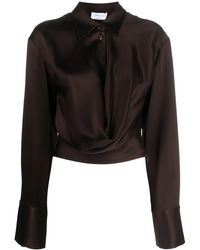 Blumarine - Satin Buttoned Cropped Shirt - Lyst