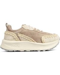 Mou - Crochet-Trim Suede Sneakers - Lyst