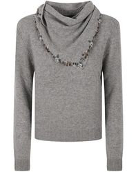 Prada - Cashmere Crew-Neck Sweater With Scarf - Lyst
