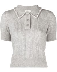 Sandro - Faux-pearl-embellished Wool-blend Polo Shirt - Lyst