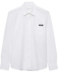 Prada - Popeline Overhemd Met Logopatch - Lyst