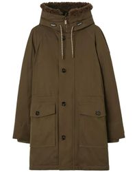 Burberry - Shearling Trim Gabardine Parka - Lyst