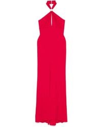 Elisabetta Franchi - Halterneck Jersey Maxi Dress - Lyst