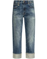 R13 - Straight-Leg-Jeans Mit Umschlag - Lyst
