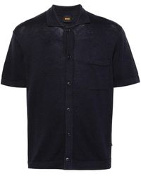 BOSS - Button-up Cotton-blend Polo Shirt - Lyst