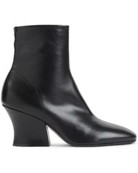 Jil Sander - Block-Heel Leather Ankle Boots - Lyst