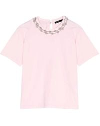 Maje - Short-Sleeve Jewel Neck T-Shirt - Lyst