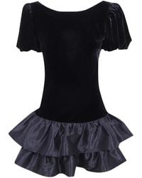 RIXO London - Anabella Velvet-Effect Ruffled Mini Dress - Lyst