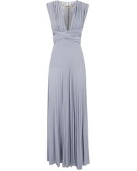Elisabetta Franchi - Robe Longue Plissée À Col V - Lyst