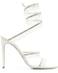 Rene Caovilla - Grey 105 Crystal Leather Sandals - Women's - Satin/crystal/calf Leather - Lyst