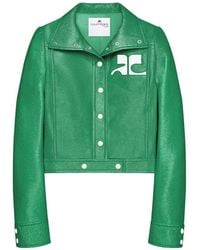 Courreges - Vinyl-Effect Cropped Jacket - Lyst