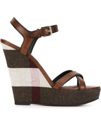 Burberry House Check Wedge Sandals - Black