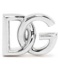 Dolce & Gabbana - Orecchino a bottone con logo in argento sterling - Lyst