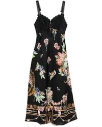 CAMILLA - Lace-Trimmed Floral-Print Midi Dress - Lyst