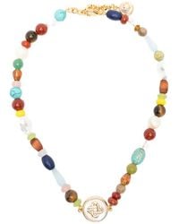 CASABLANCA - Collier Chaîne Orné De Perles À Pendentif Logo - Lyst