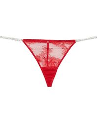 Fleur du Mal - Bouquet Kanten V-String Met Kristallen - Lyst