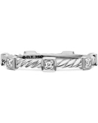 David Yurman - 18Kt Cable Collectibles Diamond Stack Ring (2Mm) - Lyst