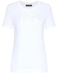Dolce & Gabbana - Katoenen T-Shirt Met Logopatch - Lyst