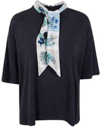Paul Smith - Floral-Print Silk-Scarf T-Shirt - Lyst