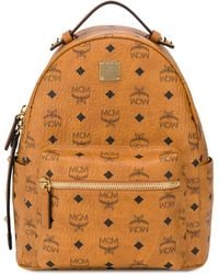 MCM All Over Logo Print Backpack - Brown