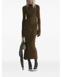 Mugler - Gedrapeerde Midi-Jurk Met Col - Lyst