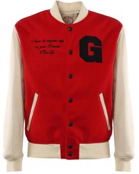 Giuliano Galiano - Veste Varsity À Manches En Cuir - Lyst