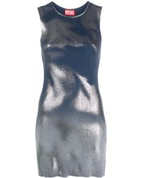 DIESEL - M-idony Short Knit Dress With Metallic Effects - Lyst