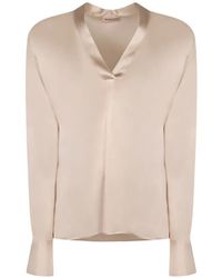 Blanca Vita - V-Neck Satin Blouse - Lyst