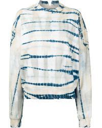 PROENZA SCHOULER WHITE LABEL Baumwolle Sweatshirt in Batikoptik in Blau Training und Fitnesskleidung Sweatshirts Damen Bekleidung Sport- 