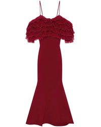 Givenchy - Langes Strickkleid Mit Rüschen - Lyst