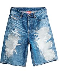 DIESEL - X Tinder Distressed Denim Shorts - Lyst