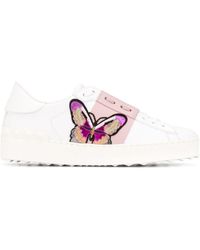 Valentino Garavani Butterfly Print Trainers - White