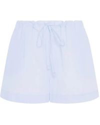 Another Tomorrow - Pleated Drawcord Cotton Shorts - Lyst