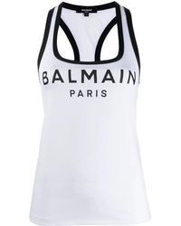 Balmain - Débardeur En Lycra Imprimé Logo - Lyst