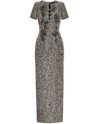 Oscar de la Renta - Floral-Detail Tweed Maxi Dress - Lyst