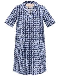 Marni - Geometric-Pattern Short-Sleeve Mini Dress - Lyst