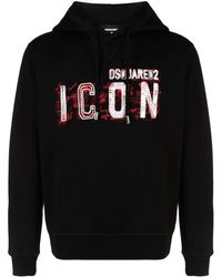 DSquared² - Icon Scribble-print Cotton Hoodie - Lyst