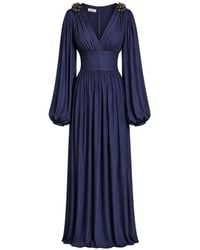 Baruni - Layan Beaded-Shoulder Pleated Maxi Dress - Lyst