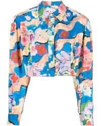 Marni - Floral-print Cropped Shirt - Lyst