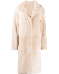 DROMe Textured Shearling Coat - Natural