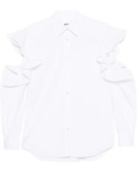 Moschino - Ruffled Cold-Shoulder Shirt - Lyst