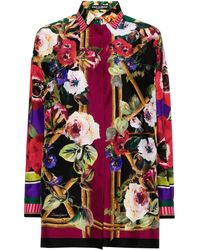 Dolce & Gabbana - Hemd aus Seide mit Blumen-Print - Lyst