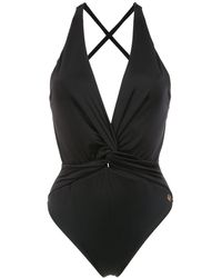 Brigitte Bardot Bañador con cuello halter - Negro