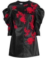 Philosophy Di Lorenzo Serafini - Floral-Print Faux-Leather Mini Dress - Lyst
