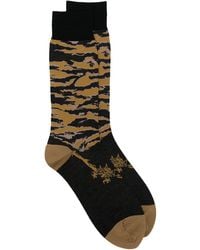 Maharishi Tiger-print Knitted Socks - Black